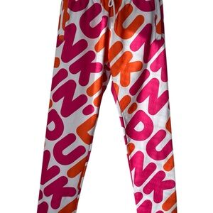 Dunkin Donuts Pants Pink Orange Logo Sweatpants Joggers SMALL
